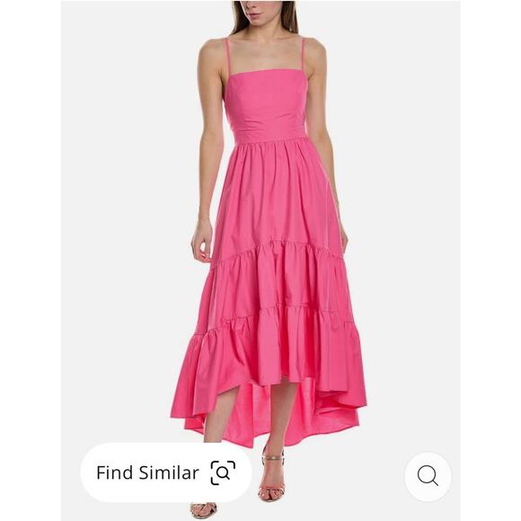 New Aqua Women’s Square Neck Low Back Straps High-Low Tiered A-Line Dress Size L - Picture 1 of 12